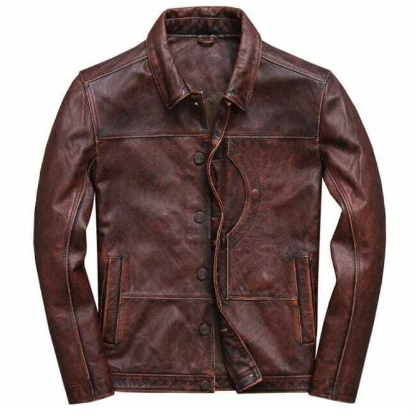 Biker Distress Brown Vintage Leather Jacket