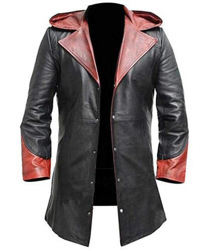 Black And Red Leather Duster Coat