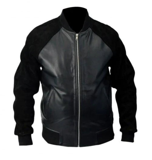 Black Leather Jacket With Suede