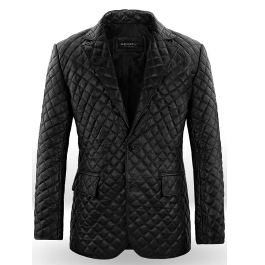 Black Quilted Leather Blazer