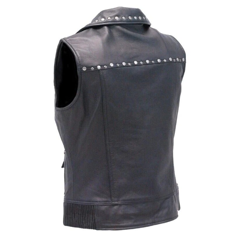 Black Women Leather Vest