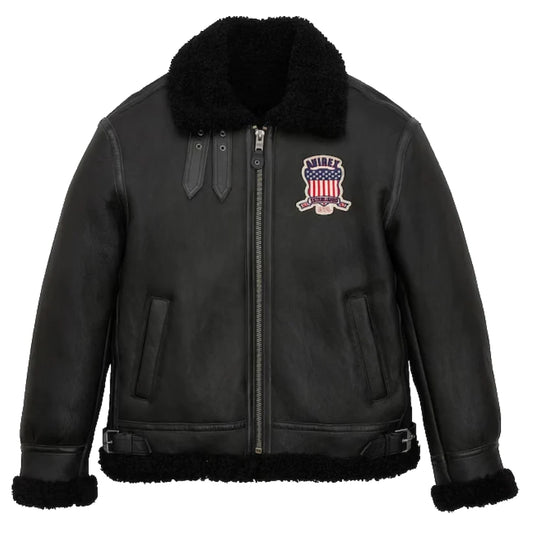 Black icon shearling B3 Leather jacket