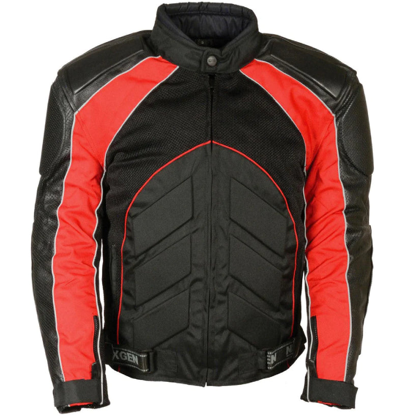 Combo Leather Textile Mesh Racer Jacket For Men
