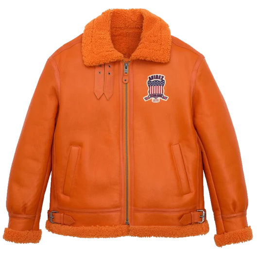 Shearling Icon Orange Color Leather Jacket