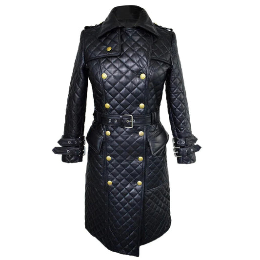 Leather Jacket For Women Trench Length Coat