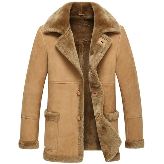 Leather Jacket Men Shearling Coats Mens Fashion Slim Genuine