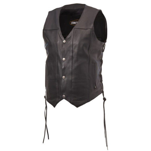 Leather Vest Black micro mesh lining