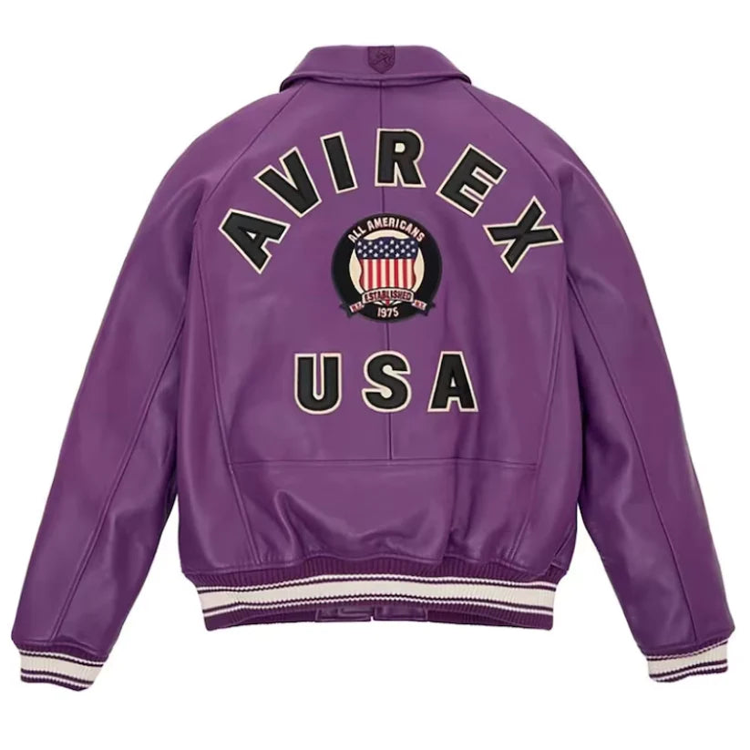 iconic AVIREX purple Leather jacket