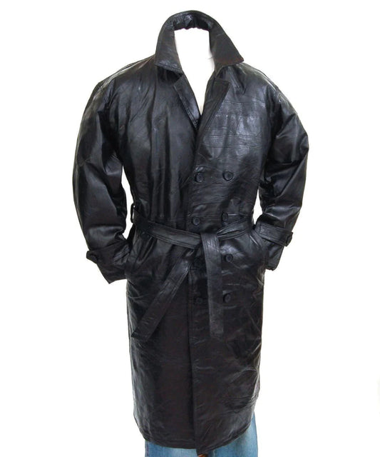 Leathers Men's Genuine Lambskin Trench Coat Real Leather Jacket