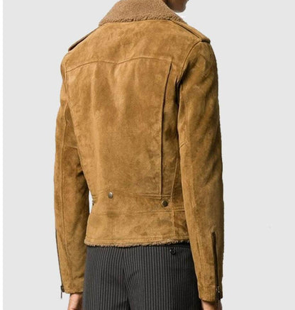 Men New Brown Suede Leather Jacket