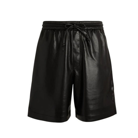 Men's Black Faux Leather Shorts