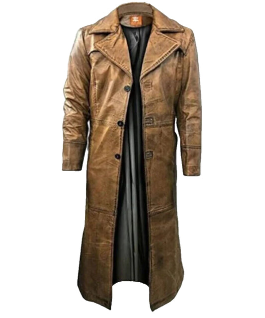 Men's Brown Full Length Duster Coat