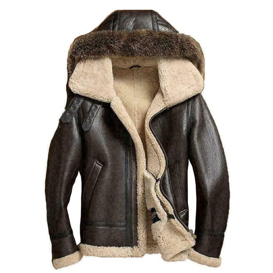 Men's Leather Jacket Shearling Coat