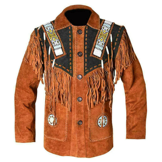 Men's New Suede Leather Western Jacket With Fringe