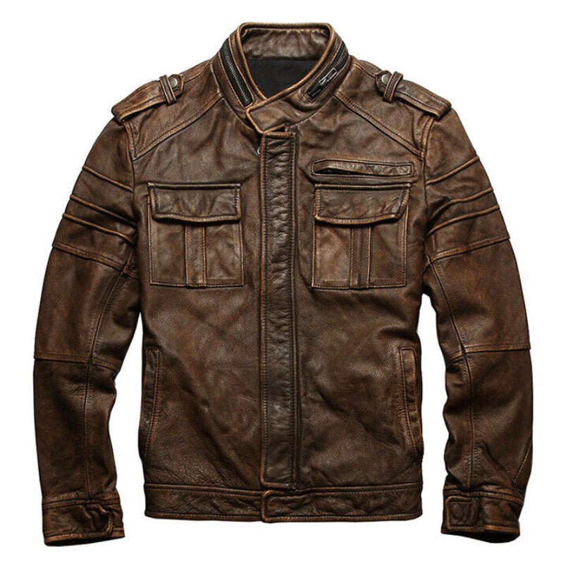 Men's Slim Fit Brown Leather Jacket