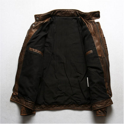 Men's Slim Fit Brown Leather Jacket