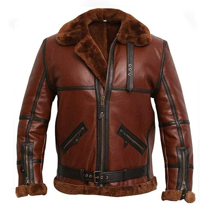 Men's brown Sheepskin Shearling Leather Jacket