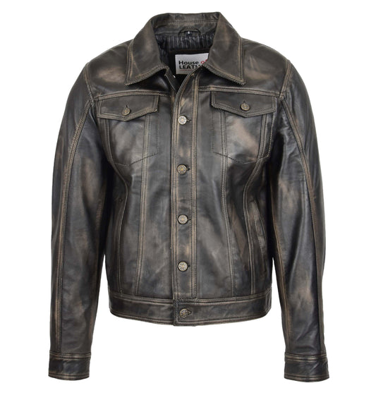 Mens Leather Lee Rider Casual Jacket Black
