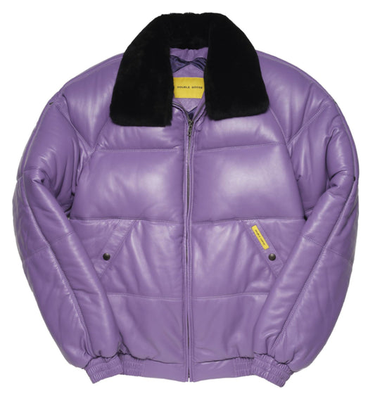 V Bomber purple leather jacket