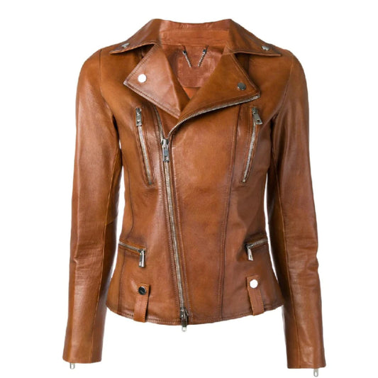 Women Waxed Leather Jacket