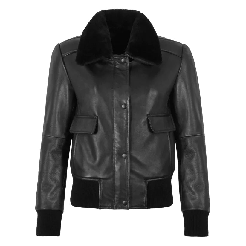 Women's Bomber Jacket Leather Jacket