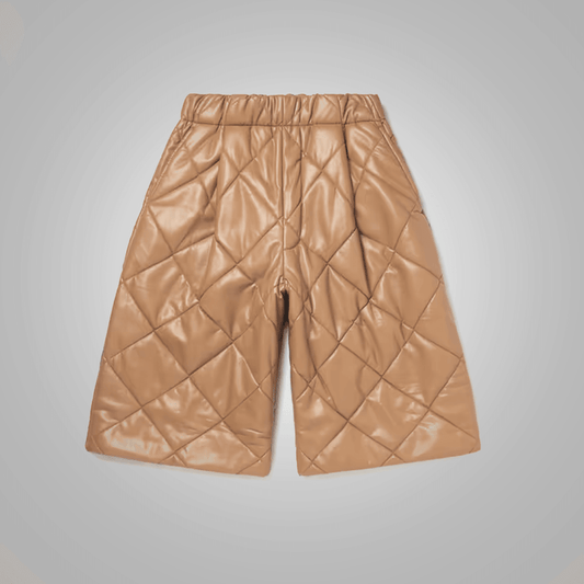 New Camel Leather Shorts For Men