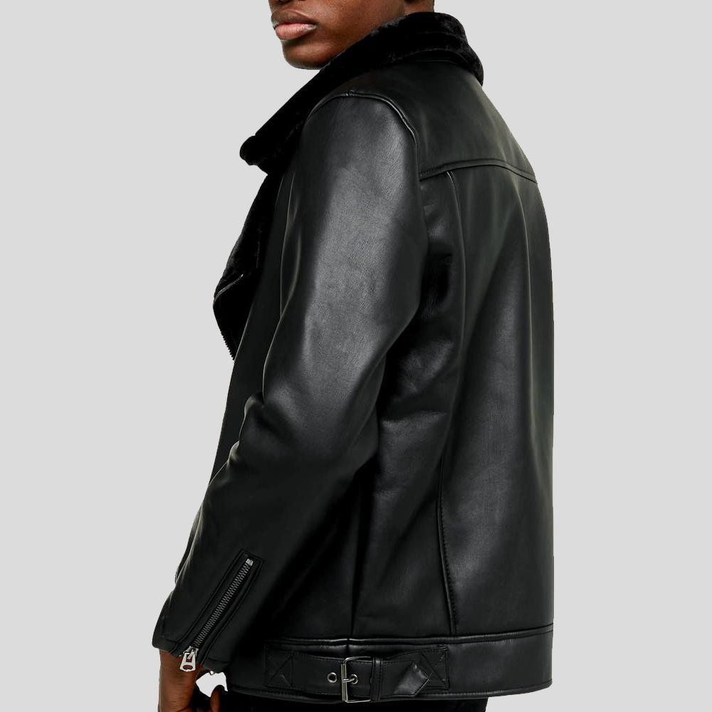 Men's Black Shearling Leather Jacket