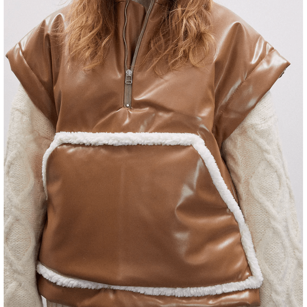 Brown Women Sheepskin B3 Aviator Leather Vest
