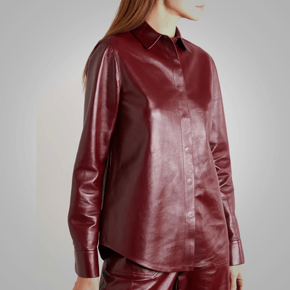 Women's Buttery Soft Red Leather Shirt
