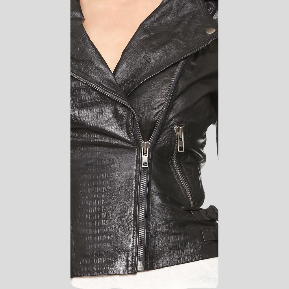 Women Black Motorcycle Leather Jacket