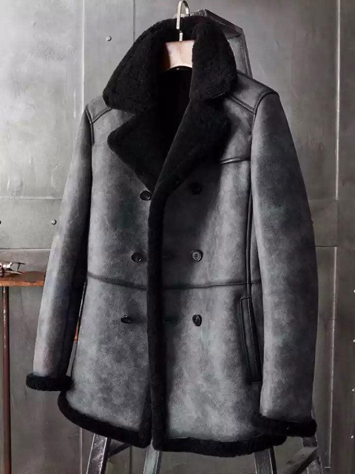 Men's B3 Hunting Jacket B3 Shearling Long Coat Overcoat