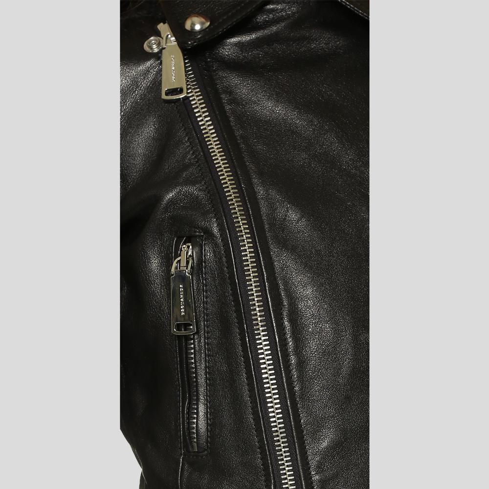 Ladies Black Biker Fringes Leather Jacket