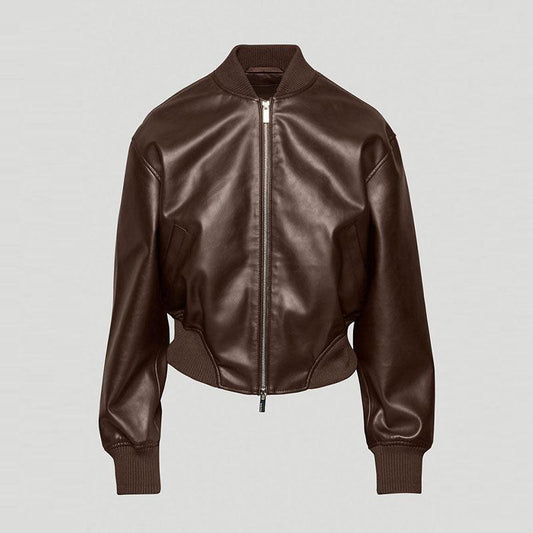 Womens Brown B3 Sheepskin Shearling Aviator Motorbike Leather Jacket