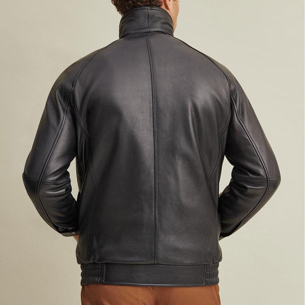 Men's Lined Leather Bomber Jacket