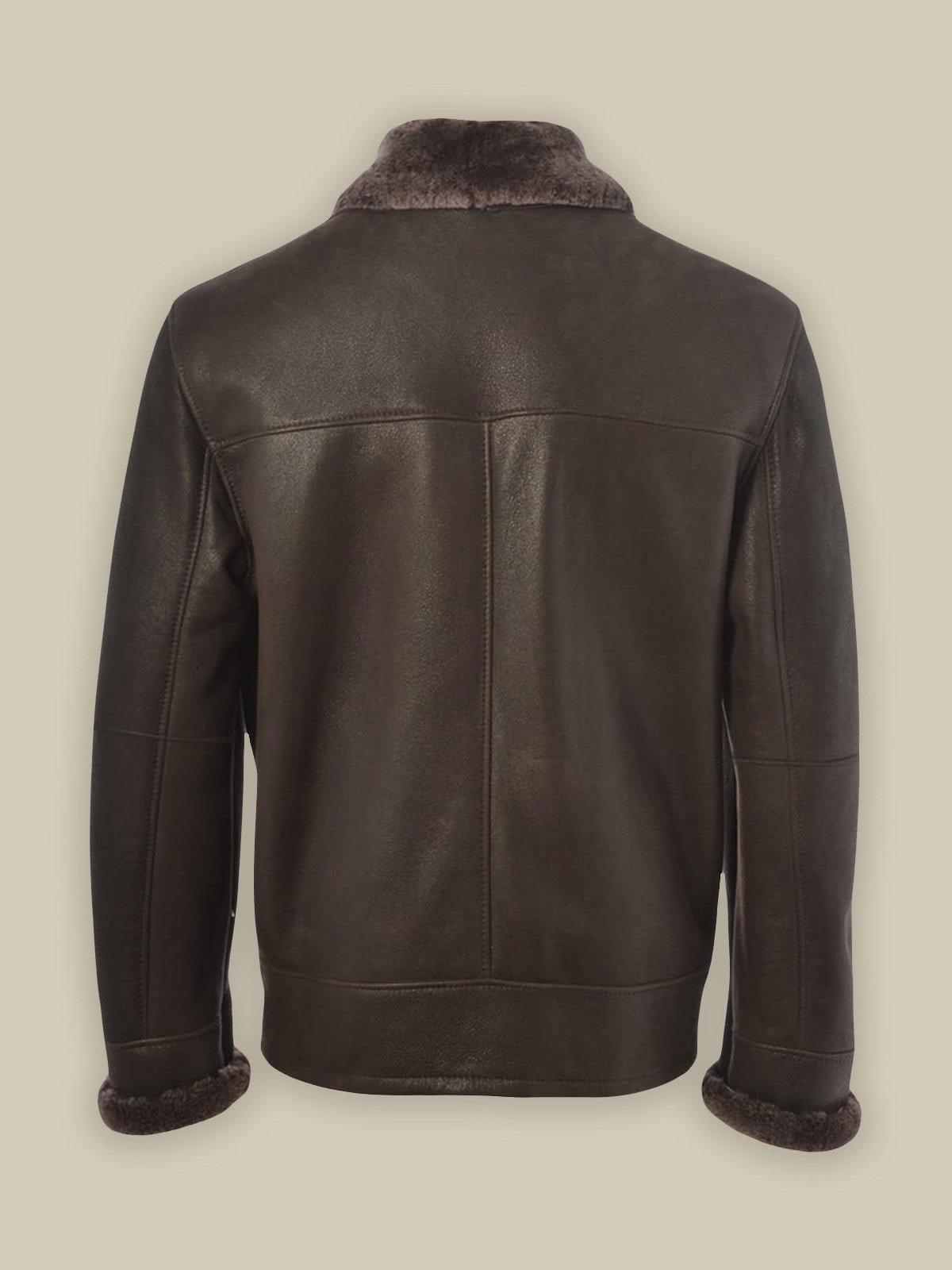 Men's Brown Shearling Bomber Leather Jacket - shearlingbomberjackets