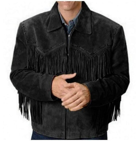 Men's Western Black Suede Jacket