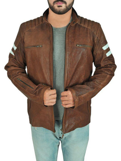 Classic Brown Leather Biker Jacket