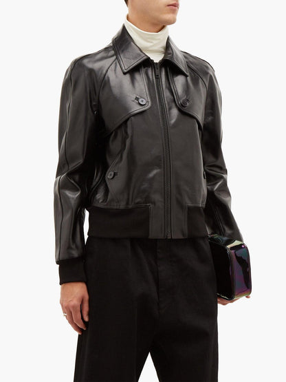 Classic Black Leather Jacket For Men - shearlingbomberjackets