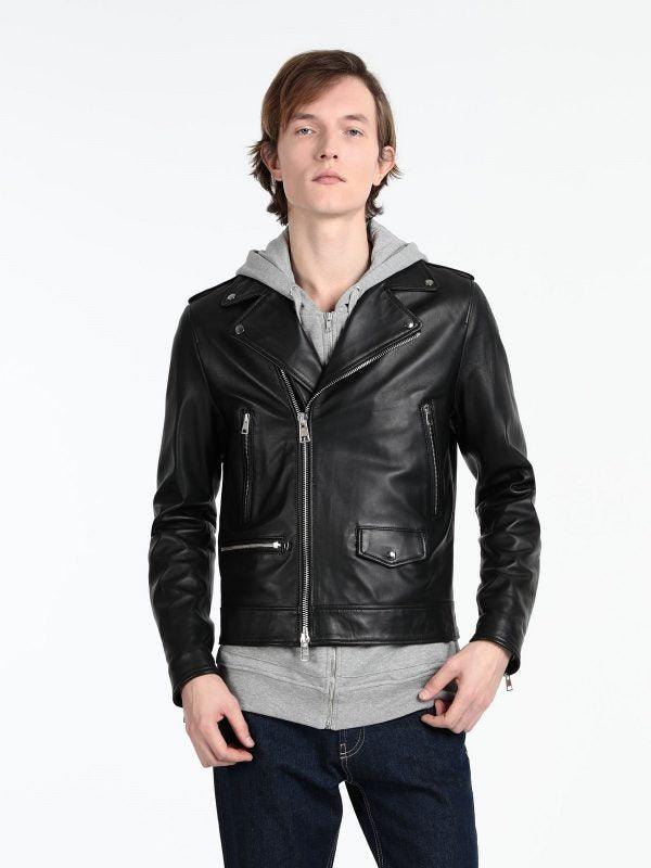 Stylish Biker Leather Jacket For Men - shearlingbomberjackets