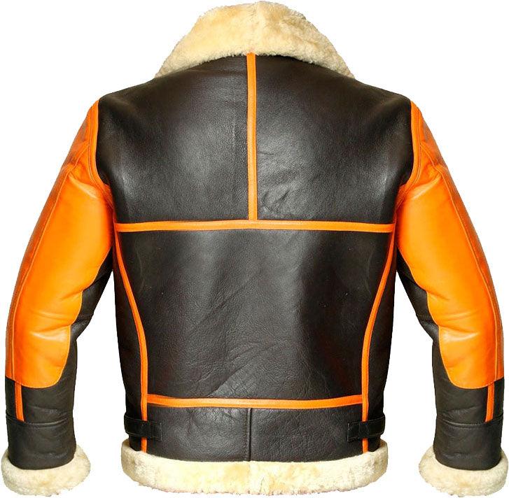 Men's Brown Real Bomber Leather Jacket With Fur - shearlingbomberjackets