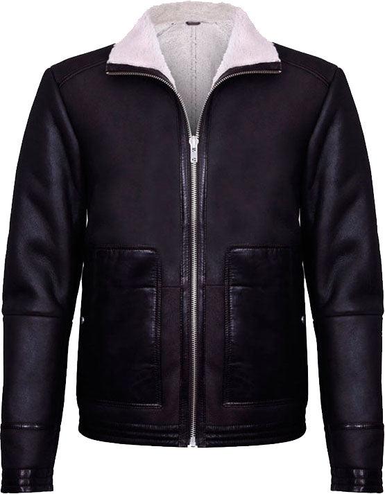 Men's Brown Soft Aviator Leather Jacket With Fur
