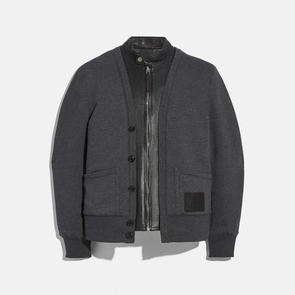 Mens Black Lambskin Leather Double Detachable Jacket - shearlingbomberjackets