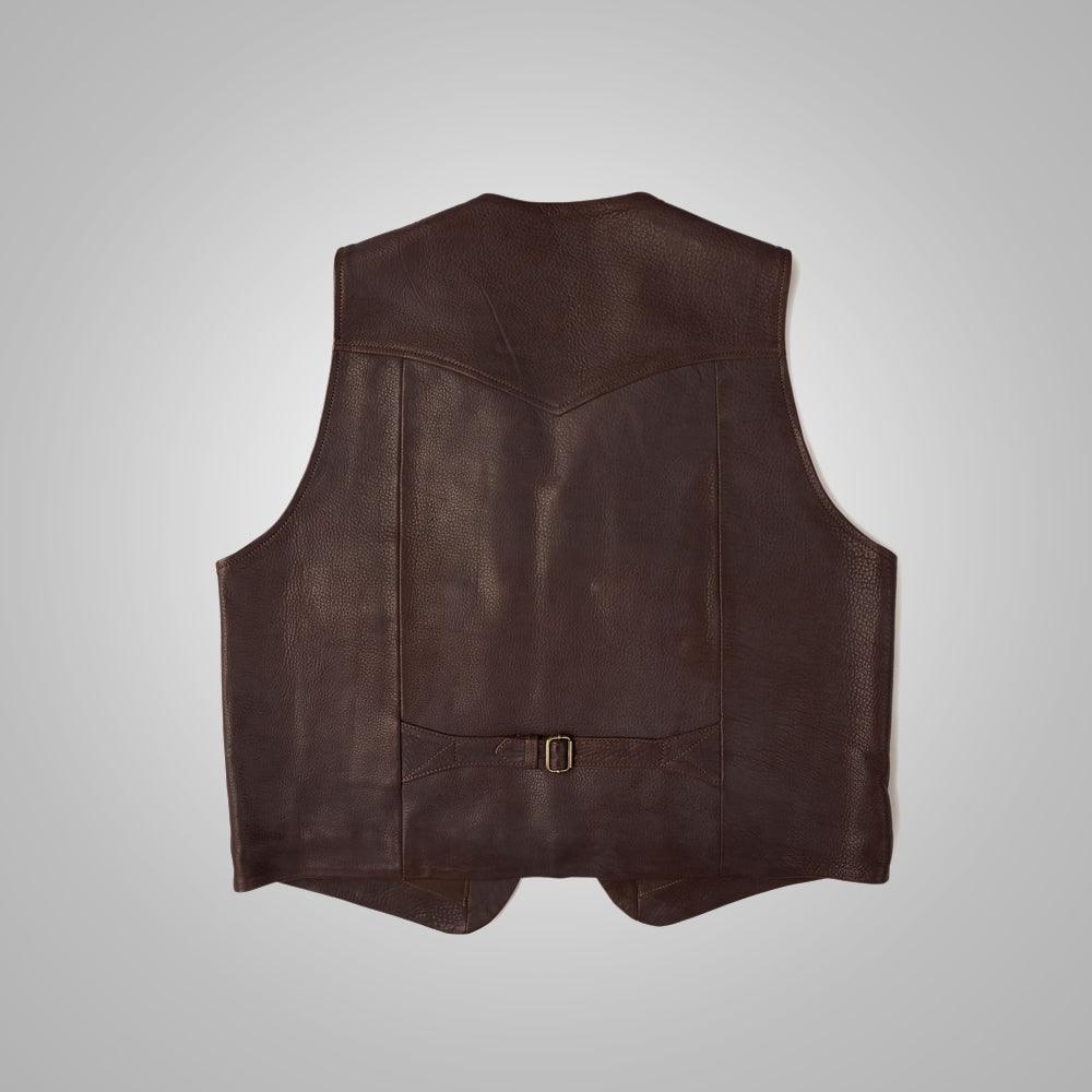 Mens Western Stlye Brown Leather Vest