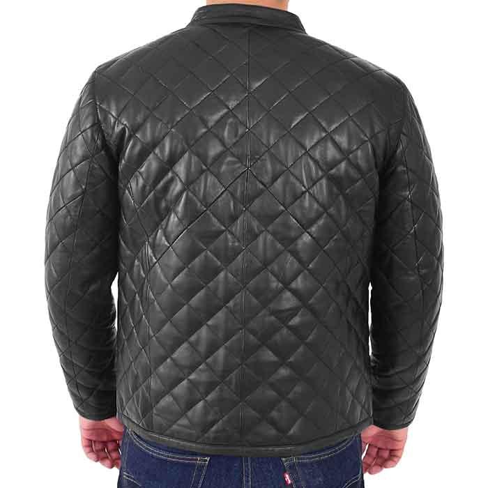 Men’s Leather Puffer Jacket Black