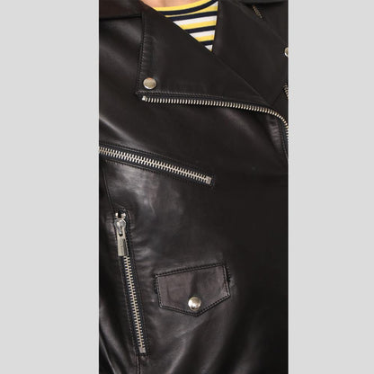 Ladies Black Biker Leather Jacket