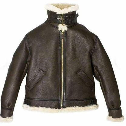 Aviator Brown Fur Shearling Leather Jacket