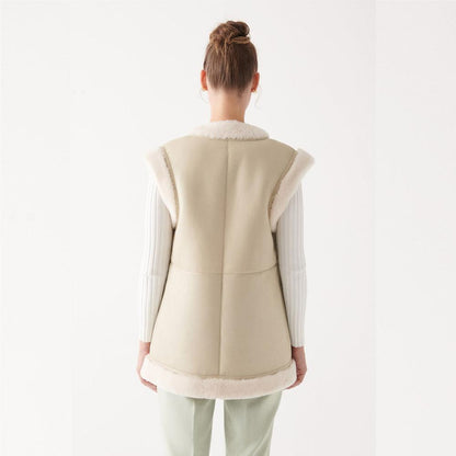 Women's Sheepskin Beige Leather Shearling Vest
