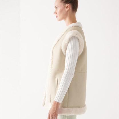 Women's Sheepskin Beige Leather Shearling Vest