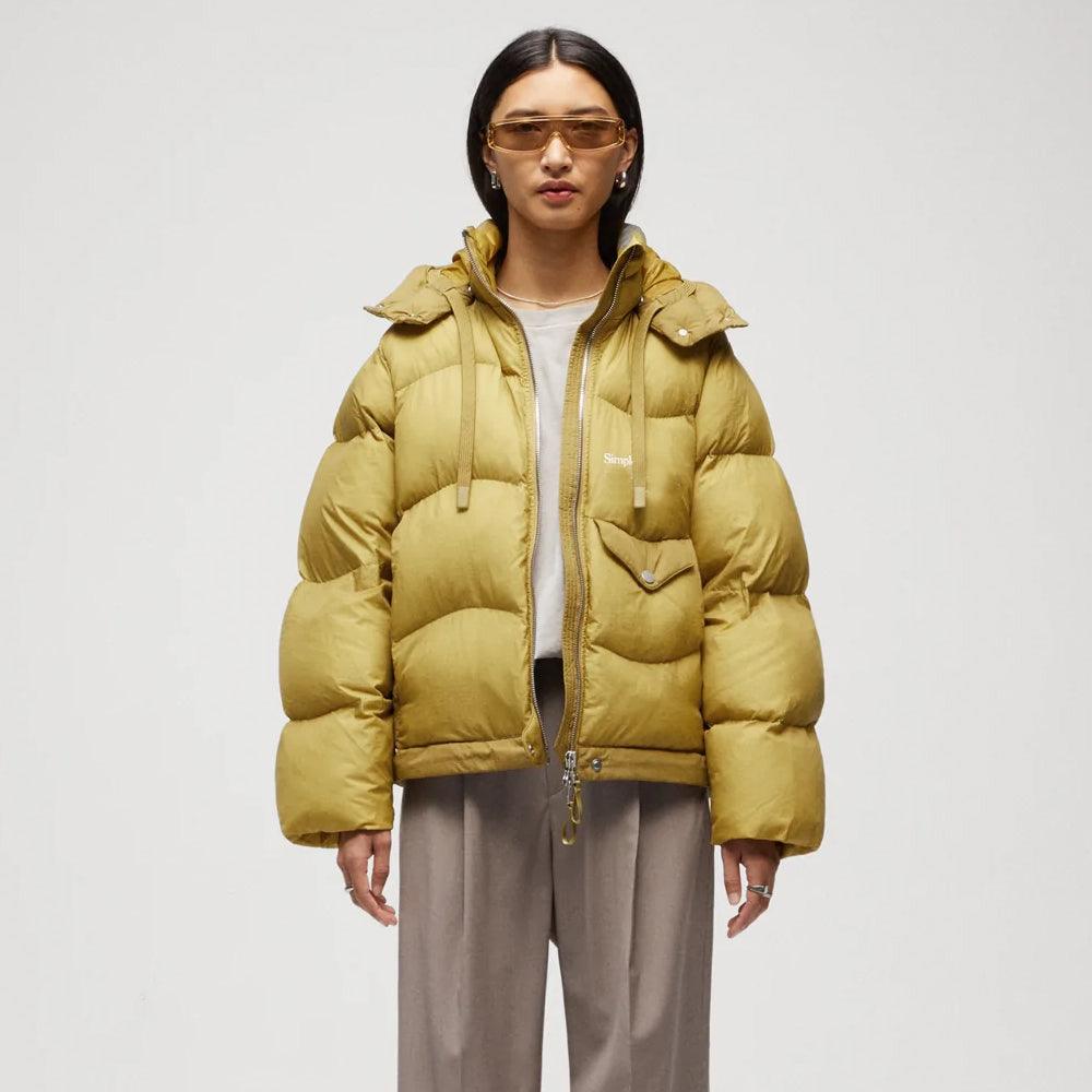 Womens Simple Yellow Puffer Jacket