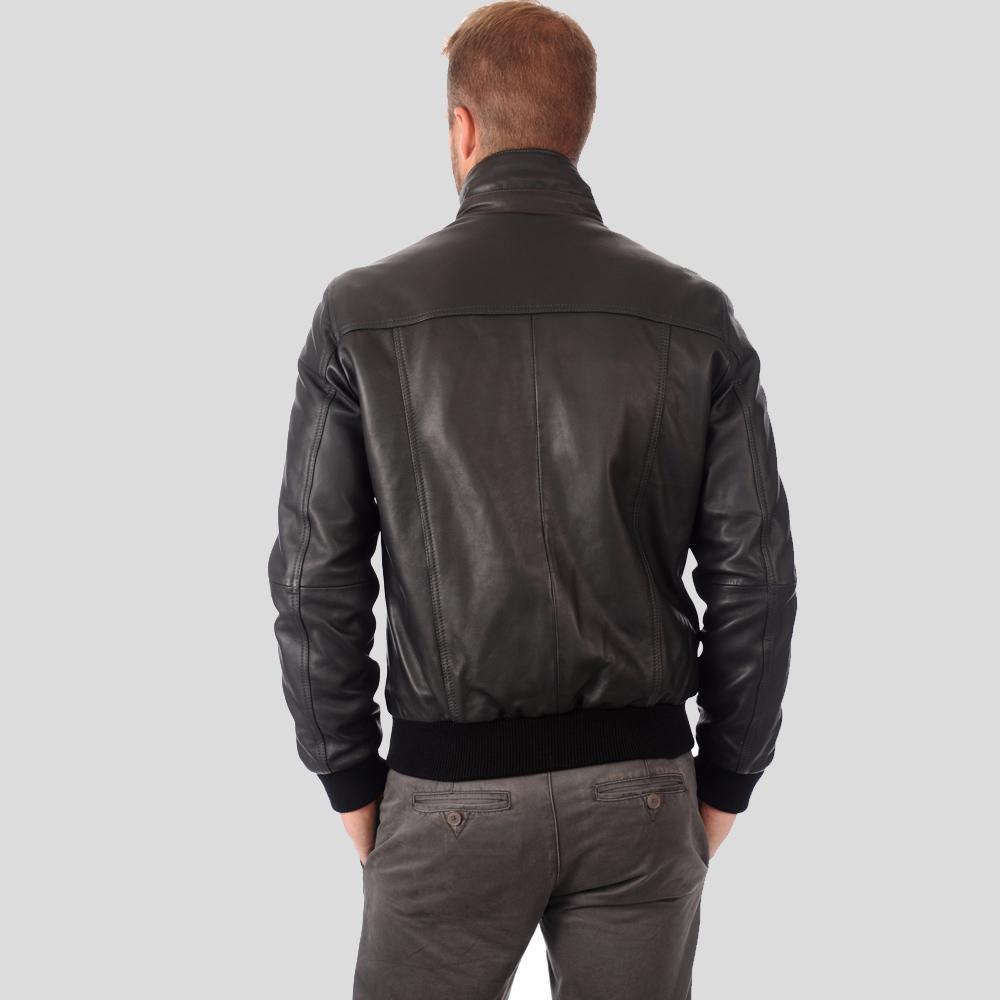 Men's Black Bomber Leather Jacket